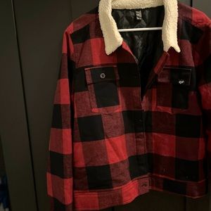 Plaid collar button up fox brand